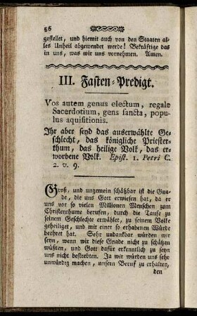 III. Fasten-Predigt.
