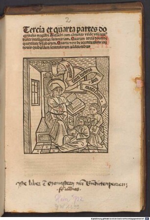 Doctrinale : P. 1-4. P. 1-2 mit Glossa notabilis von Gerardus de Zutphania und P. 2 mit Vorrede "Quam pulchra tabernacula ..." ; P. 3-4 mit Kommentar von Ludovicus de Guaschis. 3/4