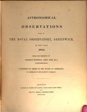 Astronomical observations made at the Royal Observatory at Greenwich. 1845 (1847)
