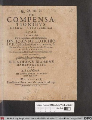 De Compensationibus Exercitatio Iuridica