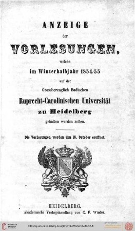 Wintersemester 1854/1855