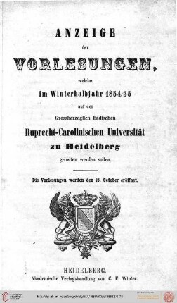 Wintersemester 1854/1855