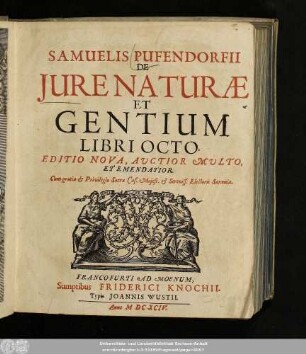 Samuelis Pufendorfii De Iure Naturae Et Gentium Libri Octo