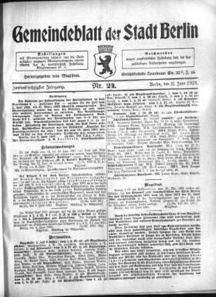 1921,24: Nr. 24, 12. Juni 1921
