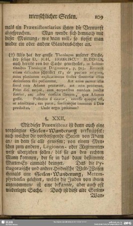 §. XXII. [Metempsychosis oder Seelen-Wanderung, ...]