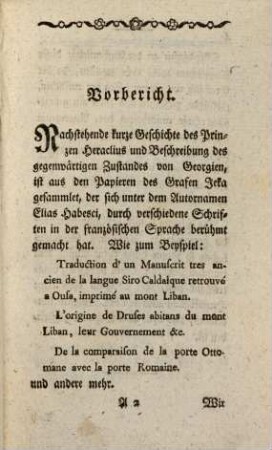 Kurze Geschichte des Prinzen Heraclius und des gegenwärtigen Zustandes von Georgien