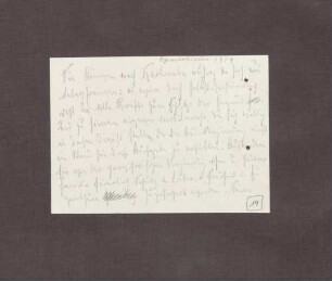 Postkarte von Prinz Max von Baden mit Notizen zum Schutz vor Spartakisten