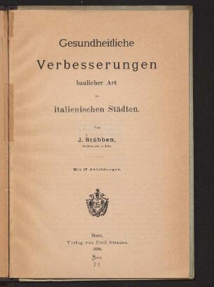 Gesundheitliche Verbesserungen baulicher Art in italienischen Städten