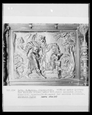 Chorgestühl, untere Sitzreihe, Detail: Abrahams Opfer