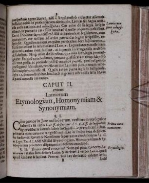 Caput II. eruens Lamiarum Etymologiam, Homonymiam & Synonymiam