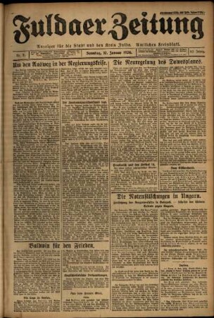 Erste Ausgabe vom Sonntag, den 10. Januar 1926.