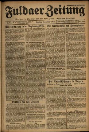 Erste Ausgabe vom Sonntag, den 10. Januar 1926.