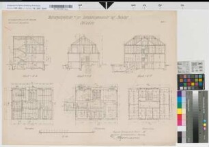 Aufenthaltsgebäude für Lokomotivpersonale auf Bahnhof Opladen, Blatt 1: Grundrisse, Schnitte, M. 1:100 Blnr.: 1