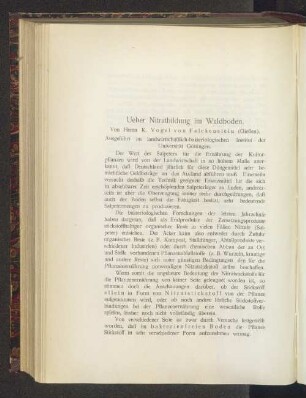 Ueber Nitratbildung im Waldboden.