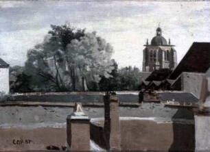 Ansicht von Orléans & Orléans, vue prise d'une fenêtre en regardant la tour Saint-Paterne