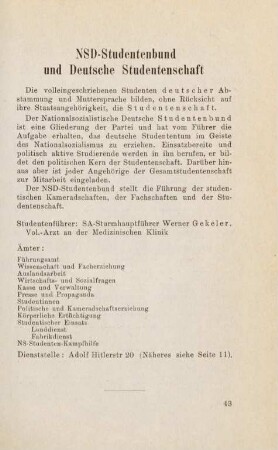 43, NSD-Studentenbund und Deutsche Studentenschaft