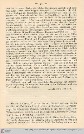 Hugo Kehrer, Die gotischen Wandmalereien in der Kaiser- Pfalz zu Forchheim. Von Max Dvořák