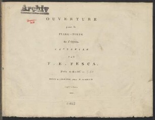 Ouverture pour le Piano-Forte de l'Opera: Cantemire