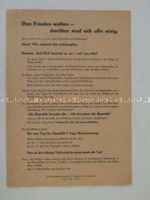 Propagandaflugblatt der Nationalen Front zur Volkskammerwahl 1963