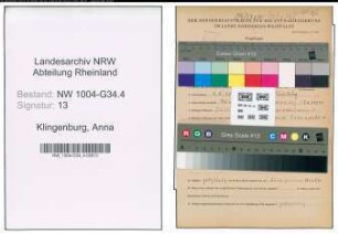 Entnazifizierung Anna Klingenburg , geb. 04.05.1905 (Krankenschwester)