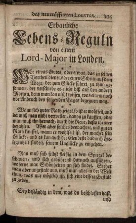 Erbauliche Lebens-Reguln von einem Lord-Major in Londen.