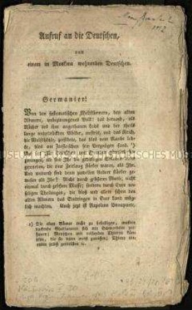 Ein Aufruf an die Deutschen