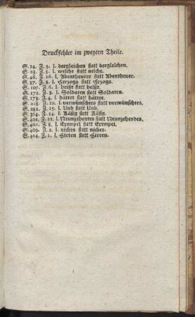 Druckfehler im zweyten Theile