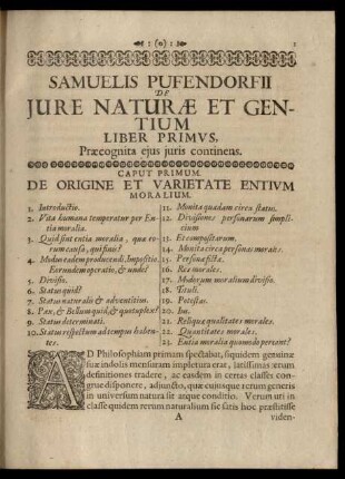 Caput Primum. De Origine Et Varietate Entium Moralium.