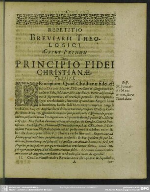 Caput Primum De Principio Fidei Christianae