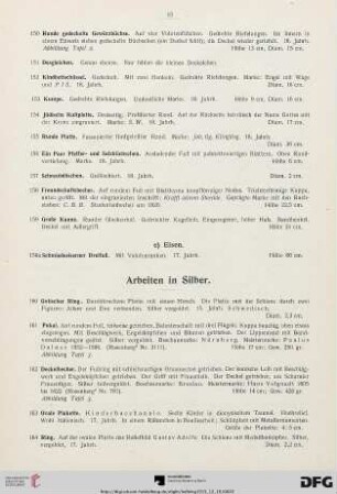 Arbeiten in Silber (Nr. 160-178)