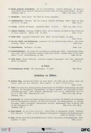Arbeiten in Silber (Nr. 160-178)