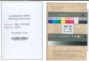 Entnazifizierung Fritz Froehlich , geb. 02.02.1909 (Reg.Inspektor)