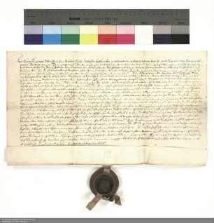 Revers des Georg Lukas von Schleifras zu Reichlos bezüglich der Belehnung mit Gütern in Wehrda und weiteren im Einzelnen aufgeführten Lehen durch Joachim [von Gravenegg], Abt von Fulda