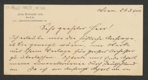 Brief an B. Schott's Söhne : 24.03.1900