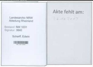 Entnazifizierung Edwin Scharff , geb. 21.03.1887 ()