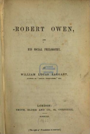 Robert Owen, and his social philosophy