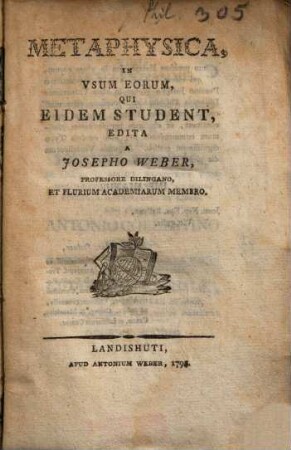 Metaphysica In Vsum Eorum, Qui Eidem Student
