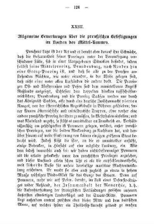XXIII. Allgemeine Bemerkungen über die preußischen Befestigungen im Norden des Mittel-Raumes