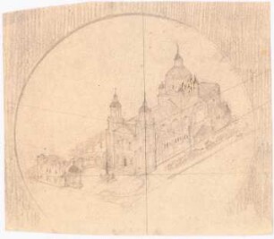 Wallfahrtskirche, Luxemburg: Perspektivische Ansicht (Vogelschau) von Südwesten (Variante)