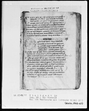 Graduale-Sakramentar-Lektionar (Missale) — Ordinarium Missae, Folio 114recto-117verso — ---, Folio 114recto-117versoInitiale D(eus qui), Folio 128recto