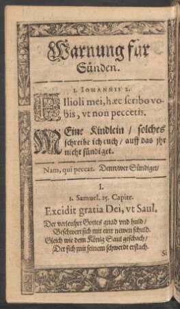 Warnung für Sünden. Trost in Sünden.