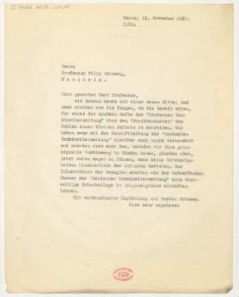 Brief an Willy Rehberg : 15.11.1930