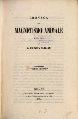Cronaca del Magnetismo animale, 2