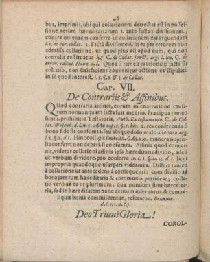 Cap. VII. De Contrariis & Affinibus.