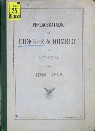 Verlagskatalog von Duncker & Humblot in Leipzig, 1882
