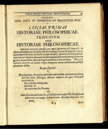 Historiae Philosophicae.