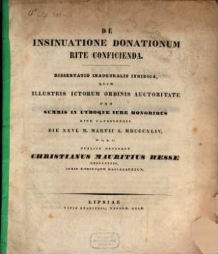 De insinuatione donationum rite conficienda : dissertatio inauguralis iuridica