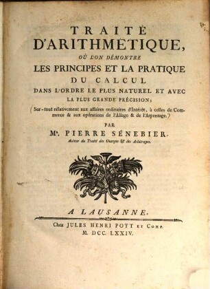 Traité d'arithmetique