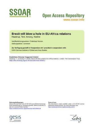 Brexit will blow a hole in EU-Africa relations