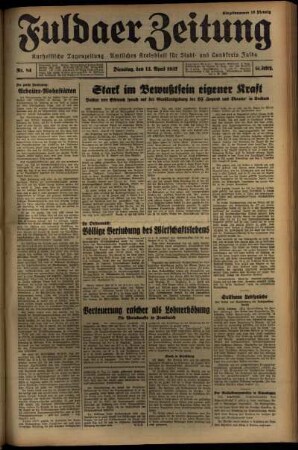 Erste Ausgabe vom Dienstag, den 13. April 1937.